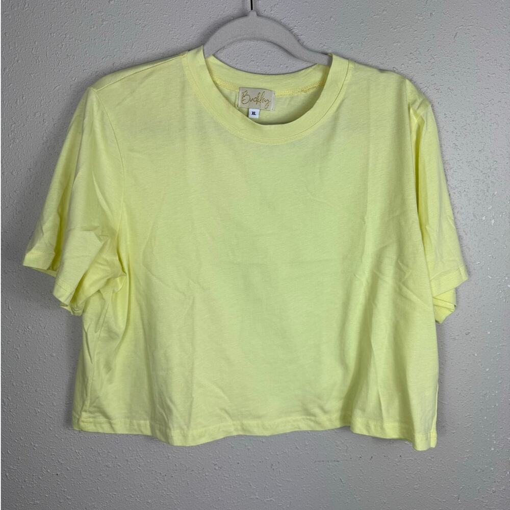 Buckley 100% Cotton Boxy Yellow Tee Womens Size XL